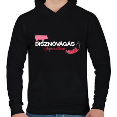 PRINTFASHION Disznóvágás folyamatban - Férfi kapucnis pulóver - Fekete