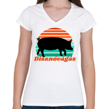 PRINTFASHION Disznóvágás - Női V-nyakú póló - Fehér női póló