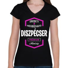 PRINTFASHION Diszpécser prémium minőség - Női V-nyakú póló - Fekete