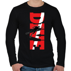PRINTFASHION Dive - Búváros, piros,fehér - Férfi hosszú ujjú póló - Fekete