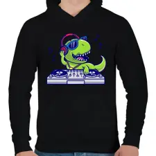 PRINTFASHION dj dino - Férfi kapucnis pulóver - Fekete férfi pulóver, kardigán