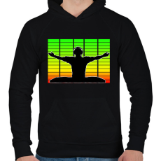 PRINTFASHION Dj - Férfi kapucnis pulóver - Fekete