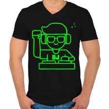 PRINTFASHION Dj - Férfi V-nyakú póló - Fekete férfi póló