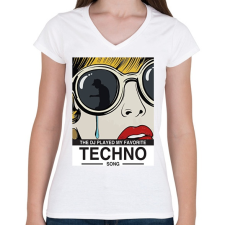 PRINTFASHION DJ lejátszotta a kedvenc számom - Női V-nyakú póló - Fehér női póló