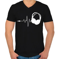 PRINTFASHION DJ love - Férfi V-nyakú póló - Fekete