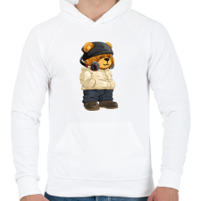 PRINTFASHION DJ maci - lemezlovas - Férfi kapucnis pulóver - Fehér férfi pulóver, kardigán