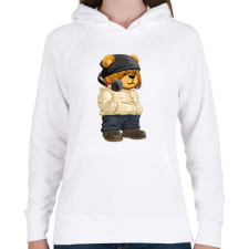 PRINTFASHION DJ maci - lemezlovas - Női kapucnis pulóver - Fehér női pulóver, kardigán