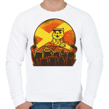 PRINTFASHION DJ macska - Férfi pulóver - Fehér férfi pulóver, kardigán