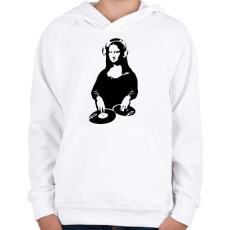 PRINTFASHION Dj Mona Lisa - Gyerek kapucnis pulóver - Fehér