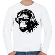PRINTFASHION DJ Monkey - Férfi pulóver - Fehér férfi pulóver, kardigán