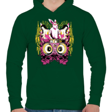 PRINTFASHION DJ Nyúl - Férfi kapucnis pulóver - Sötétzöld