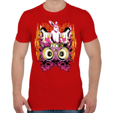 PRINTFASHION DJ Nyúl - Férfi póló - Piros férfi póló