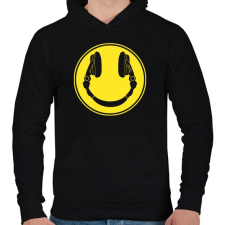 PRINTFASHION DJ Smile - Férfi kapucnis pulóver - Fekete férfi pulóver, kardigán