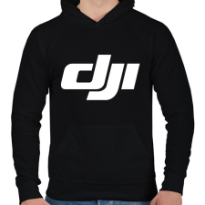 PRINTFASHION Dji logo - Férfi kapucnis pulóver - Fekete férfi pulóver, kardigán