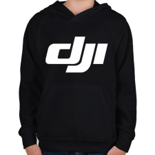 PRINTFASHION Dji logo - Gyerek kapucnis pulóver - Fekete gyerek pulóver, kardigán
