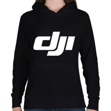 PRINTFASHION Dji logo - Női kapucnis pulóver - Fekete női pulóver, kardigán
