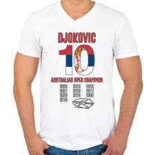PRINTFASHION Djokovic - Australian Open - Férfi V-nyakú póló - Fehér férfi póló