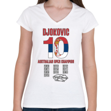 PRINTFASHION Djokovic - Australian Open - Női V-nyakú póló - Fehér női póló