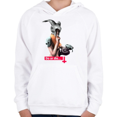 PRINTFASHION Do or die - Gyerek kapucnis pulóver - Fehér