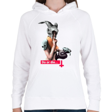 PRINTFASHION Do or die - Női kapucnis pulóver - Fehér női pulóver, kardigán