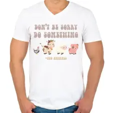 PRINTFASHION Do something - The animals - Férfi V-nyakú póló - Fehér férfi póló