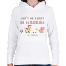 PRINTFASHION Do something - The animals - Női kapucnis pulóver - Fehér női pulóver, kardigán