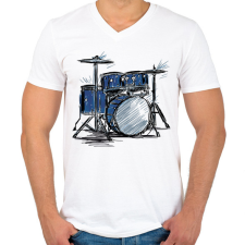 PRINTFASHION Dob - Férfi V-nyakú póló - Fehér férfi póló