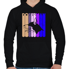 PRINTFASHION Doberman - Férfi kapucnis pulóver - Fekete férfi pulóver, kardigán
