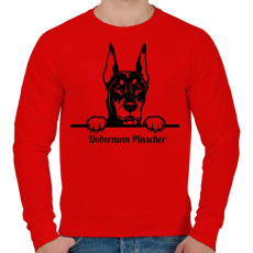 PRINTFASHION Doberman Pinscher - Férfi pulóver - Piros