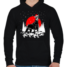 PRINTFASHION Dobermann karácsony - Férfi kapucnis pulóver - Fekete