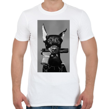 PRINTFASHION Dobermann with gun - Férfi póló - Fehér férfi póló