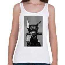 PRINTFASHION Dobermann with gun - Női atléta - Fehér női trikó