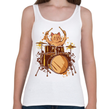 PRINTFASHION Dobos cica - Női atléta - Fehér női trikó