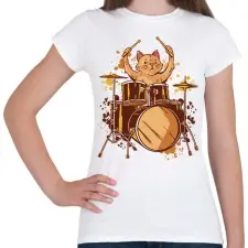 PRINTFASHION Dobos cica - Női póló - Fehér női póló