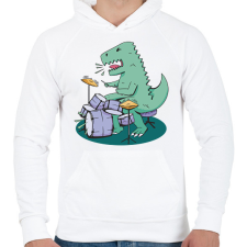 PRINTFASHION Dobos dínó - Férfi kapucnis pulóver - Fehér férfi pulóver, kardigán