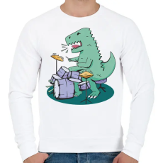 PRINTFASHION Dobos dínó - Férfi pulóver - Fehér