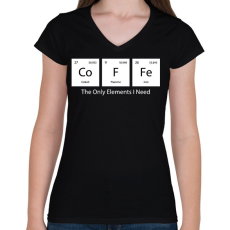 PRINTFASHION DoFFe - The Only Elements I Need - Női V-nyakú póló - Fekete