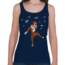 PRINTFASHION Dog dancing with bubbles - Női atléta - Sötétkék női trikó