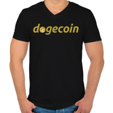 PRINTFASHION Dogecoin - Férfi V-nyakú póló - Fekete férfi póló