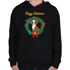 PRINTFASHION Doggy Christmas - Gyerek kapucnis pulóver - Fekete