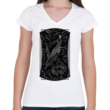 PRINTFASHION Döglött varjú - Női V-nyakú póló - Fehér női póló