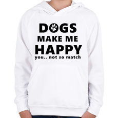 PRINTFASHION DOGS MAKE ME HAPPY1 - Gyerek kapucnis pulóver - Fehér