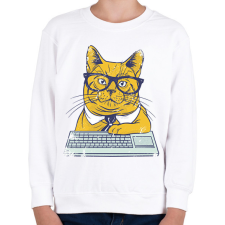 PRINTFASHION Dolgozó cica - Gyerek pulóver - Fehér gyerek pulóver, kardigán