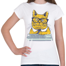 PRINTFASHION Dolgozó cica - Női póló - Fehér