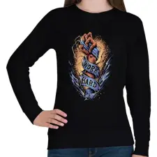 PRINTFASHION Dolgozz keményen - Női pulóver - Fekete női pulóver, kardigán