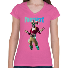 PRINTFASHION Dolph Fortnite - Női V-nyakú póló - Rózsaszín