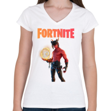 PRINTFASHION Dominion Fortnite - Női V-nyakú póló - Fehér női póló