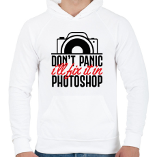 PRINTFASHION Don't panic, I'll fix it in Ps (black) - Férfi kapucnis pulóver - Fehér