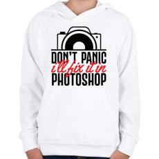 PRINTFASHION Don't panic, I'll fix it in Ps (black) - Gyerek kapucnis pulóver - Fehér