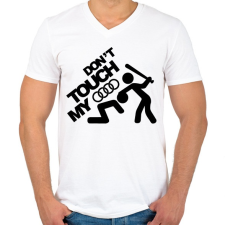 PRINTFASHION Don't Touch My Audi Black - Férfi V-nyakú póló - Fehér férfi póló
